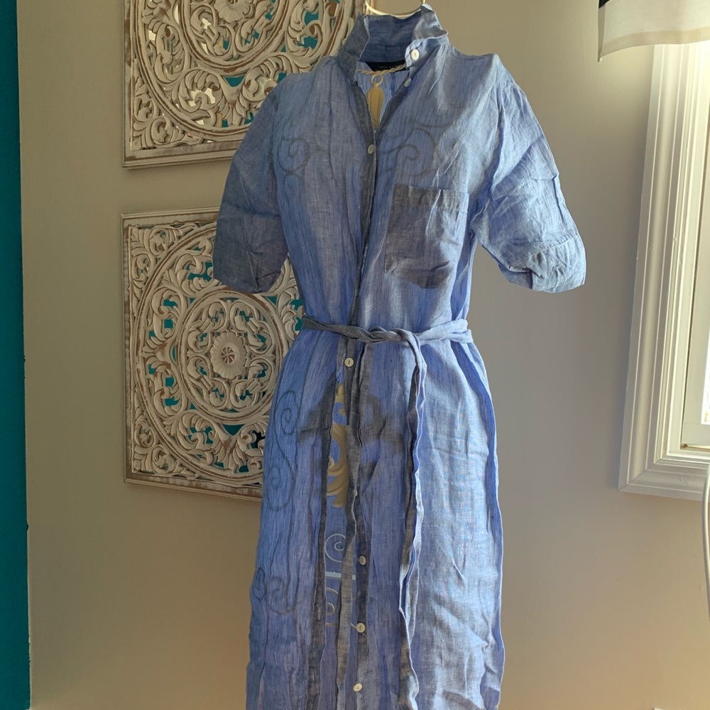 Maxi shirt dress with tie